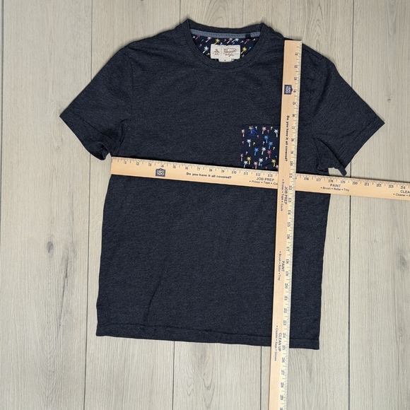 Original Penguin pocketed tshirt sz Medium heathered dk gray and navy - Picture 5 of 5